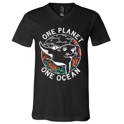 One Planet One Ocean Seal V-Neck T-Shirt