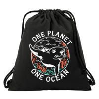 One Planet One Ocean Seal Drawstring Bag