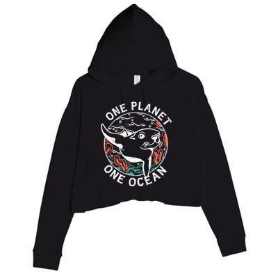 One Planet One Ocean Seal Crop Fleece Hoodie