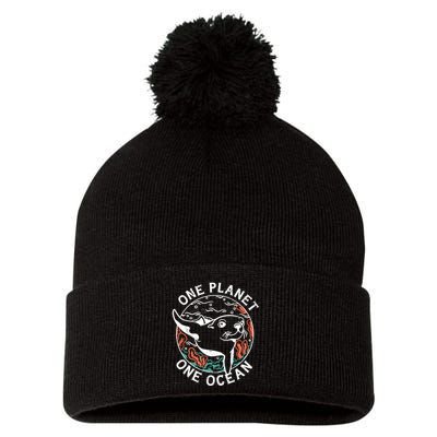 One Planet One Ocean Seal Pom Pom 12in Knit Beanie