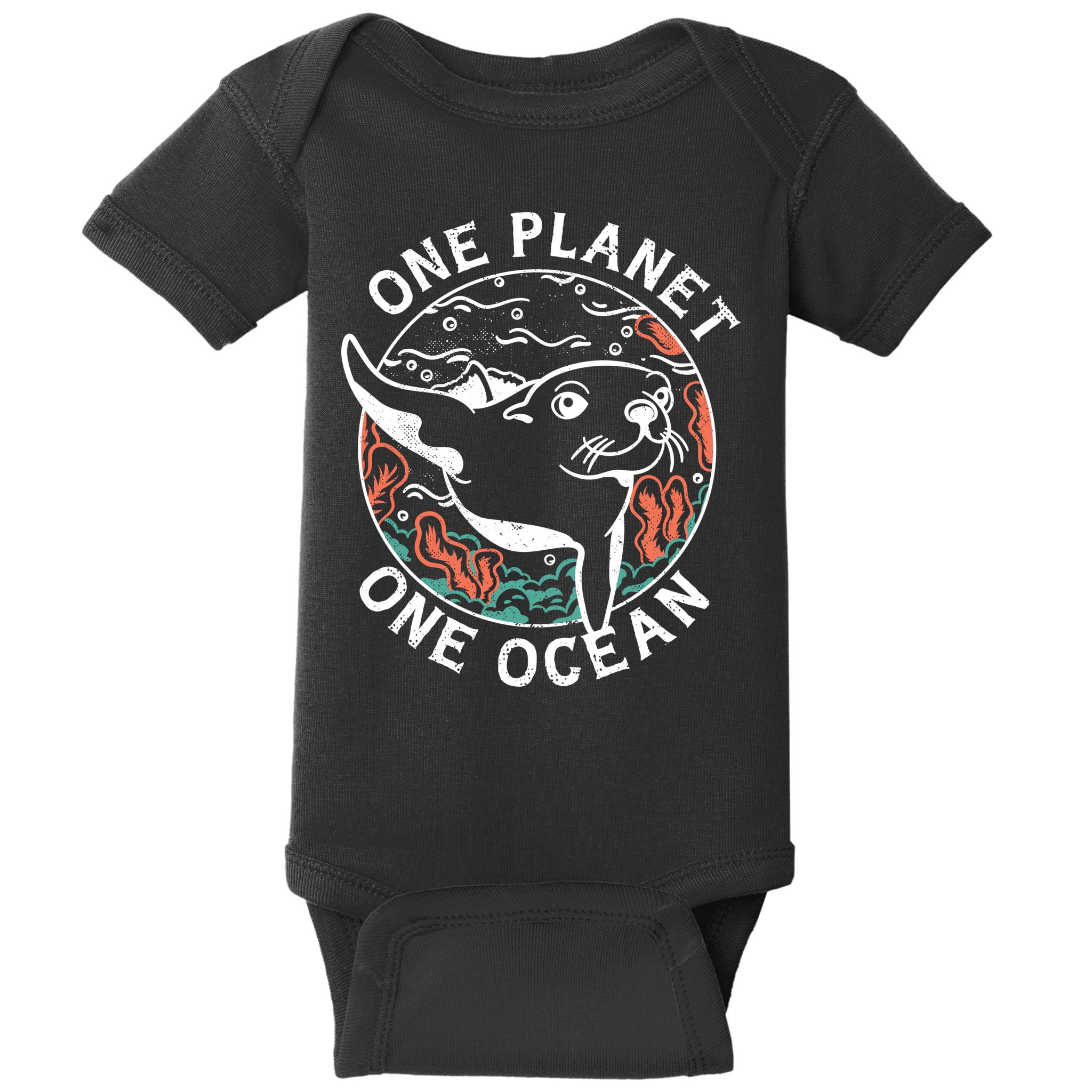 One Planet One Ocean Seal Baby Bodysuit