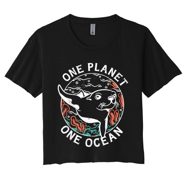 One Planet One Ocean Seal Women's Crop Top Tee
