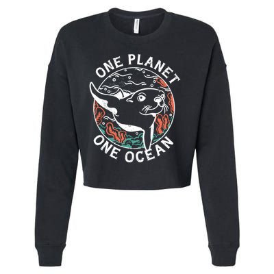 One Planet One Ocean Seal Cropped Pullover Crew