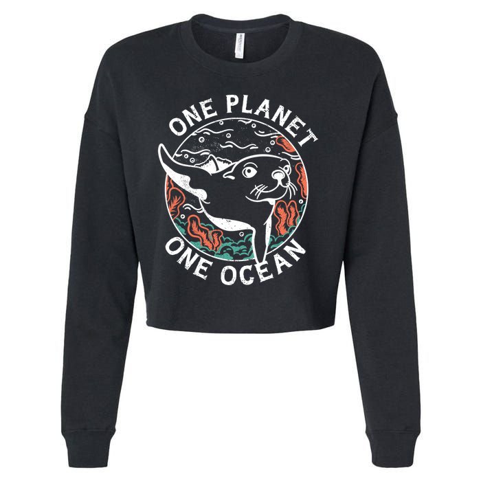 One Planet One Ocean Seal Cropped Pullover Crew