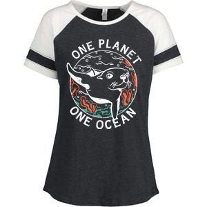 One Planet One Ocean Seal Enza Ladies Jersey Colorblock Tee