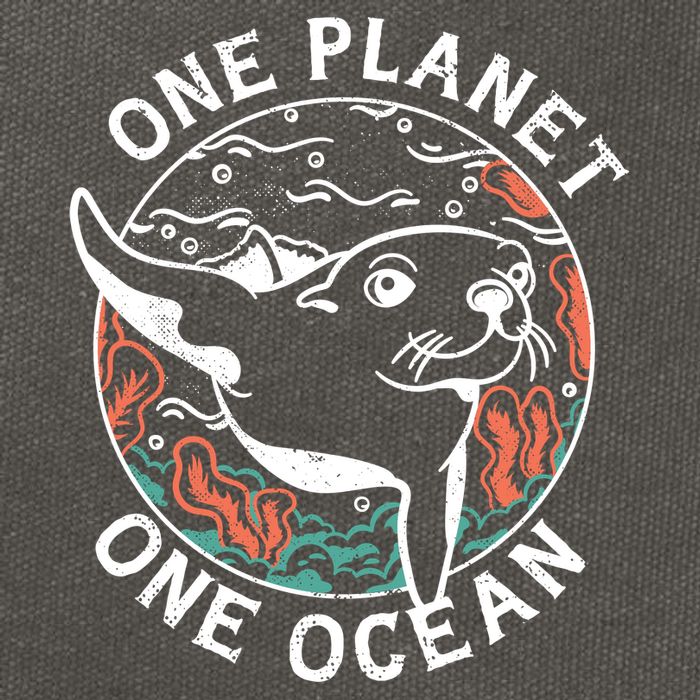 One Planet One Ocean Seal Cotton Canvas Backpack