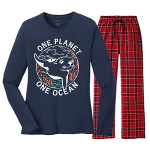 One Planet One Ocean Seal Women's Long Sleeve Flannel Pajama Set 