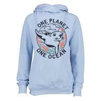 One Planet One Ocean Seal Womens Funnel Neck Pullover Hood