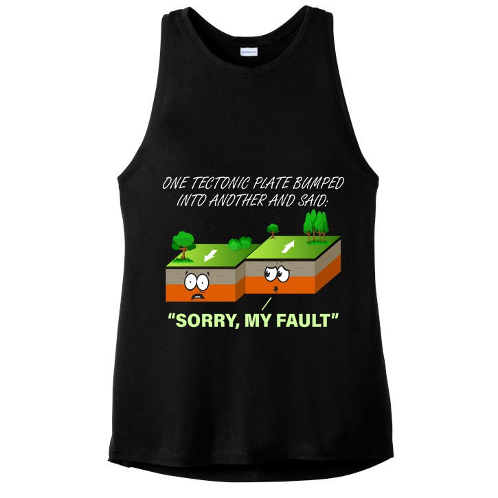 One Tectonic Plate Sorry My Fault Ladies PosiCharge Tri-Blend Wicking Tank