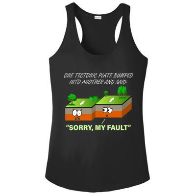 One Tectonic Plate Sorry My Fault Ladies PosiCharge Competitor Racerback Tank