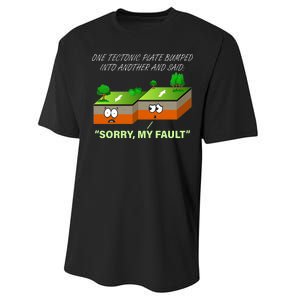 One Tectonic Plate Sorry My Fault Performance Sprint T-Shirt