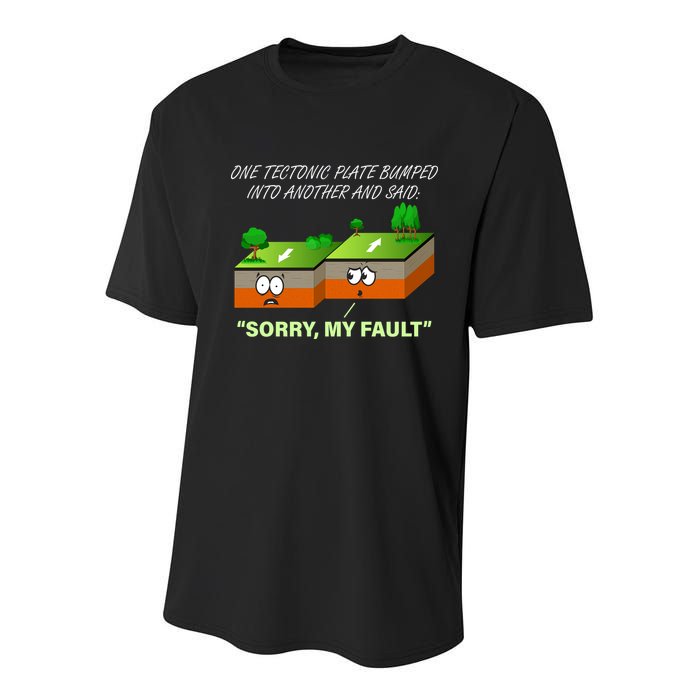 One Tectonic Plate Sorry My Fault Youth Performance Sprint T-Shirt