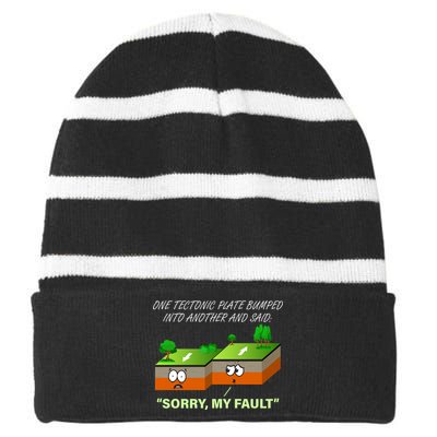 One Tectonic Plate Sorry My Fault Striped Beanie with Solid Band