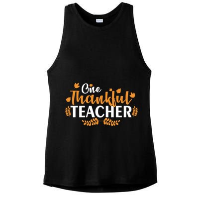 One Thankful Teacher Ladies PosiCharge Tri-Blend Wicking Tank