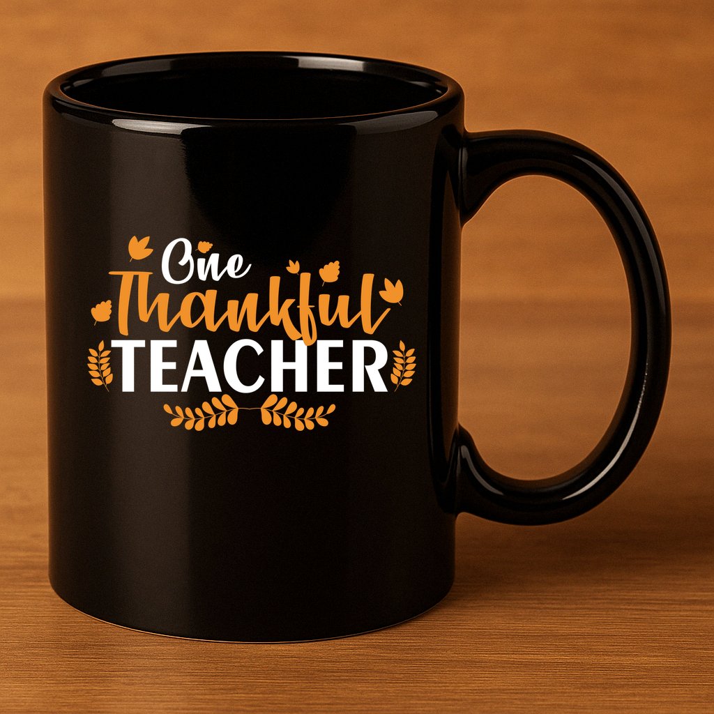 One Thankful Teacher 11oz C Handle Ceramic Mug