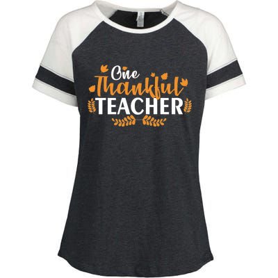 One Thankful Teacher Enza Ladies Jersey Colorblock Tee