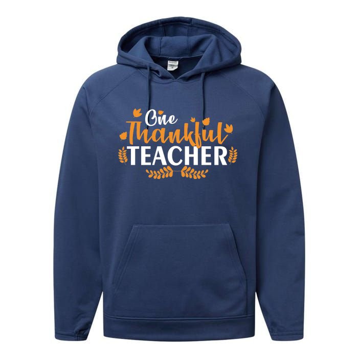 One Thankful Teacher Performance Fleece Hoodie