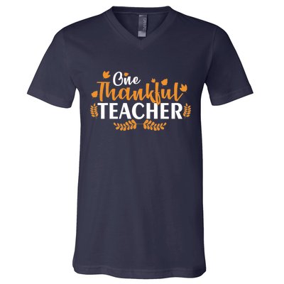 One Thankful Teacher V-Neck T-Shirt