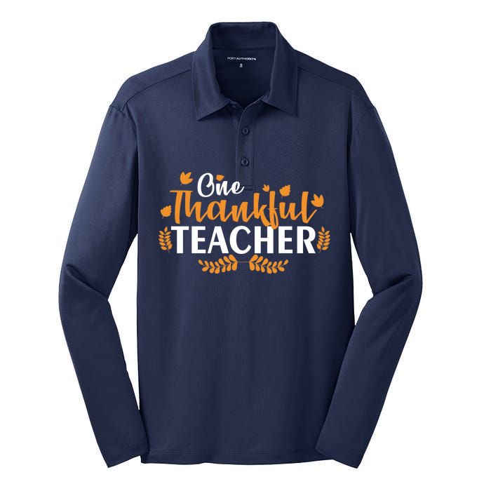 One Thankful Teacher Silk Touch Performance Long Sleeve Polo