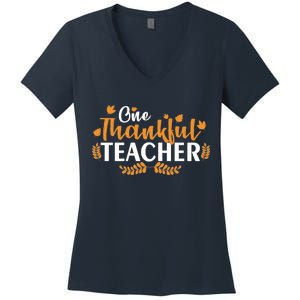 One Thankful Teacher Women's V-Neck T-Shirt