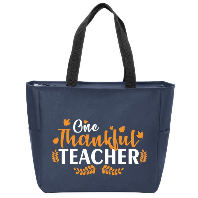 One Thankful Teacher Zip Tote Bag