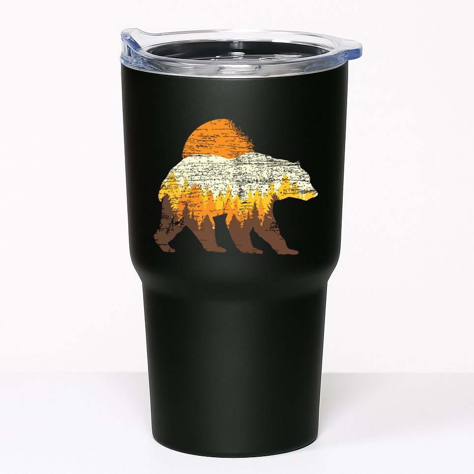 Outdoor Nature Full Moon Trees Wildlife Forest Animal Bear Tumbler