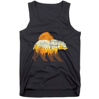 Outdoor Nature Full Moon Trees Wildlife Forest Animal Bear Tank Top