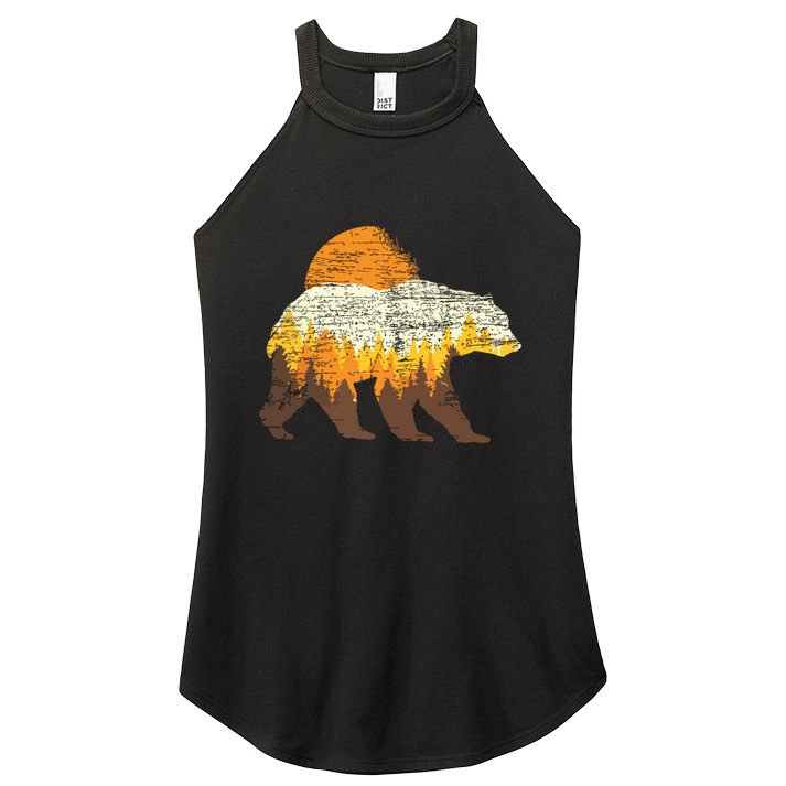Outdoor Nature Full Moon Trees Wildlife Forest Animal Bear Women's Perfect Tri Rocker Tank