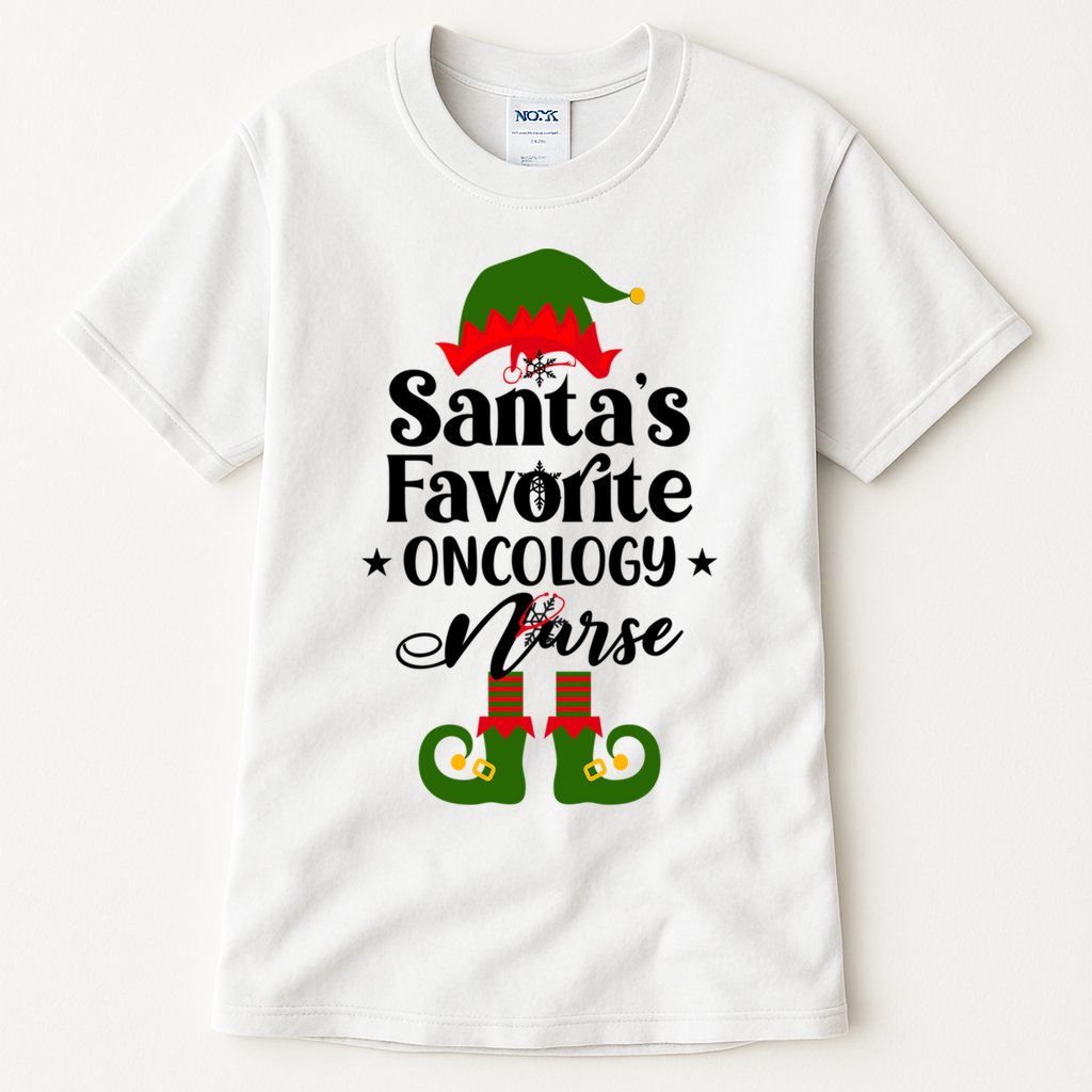 Oncology Nurse Funny Elf Christmas Santas Favorite Onc Rn Meaningful Gift Tall T-Shirt