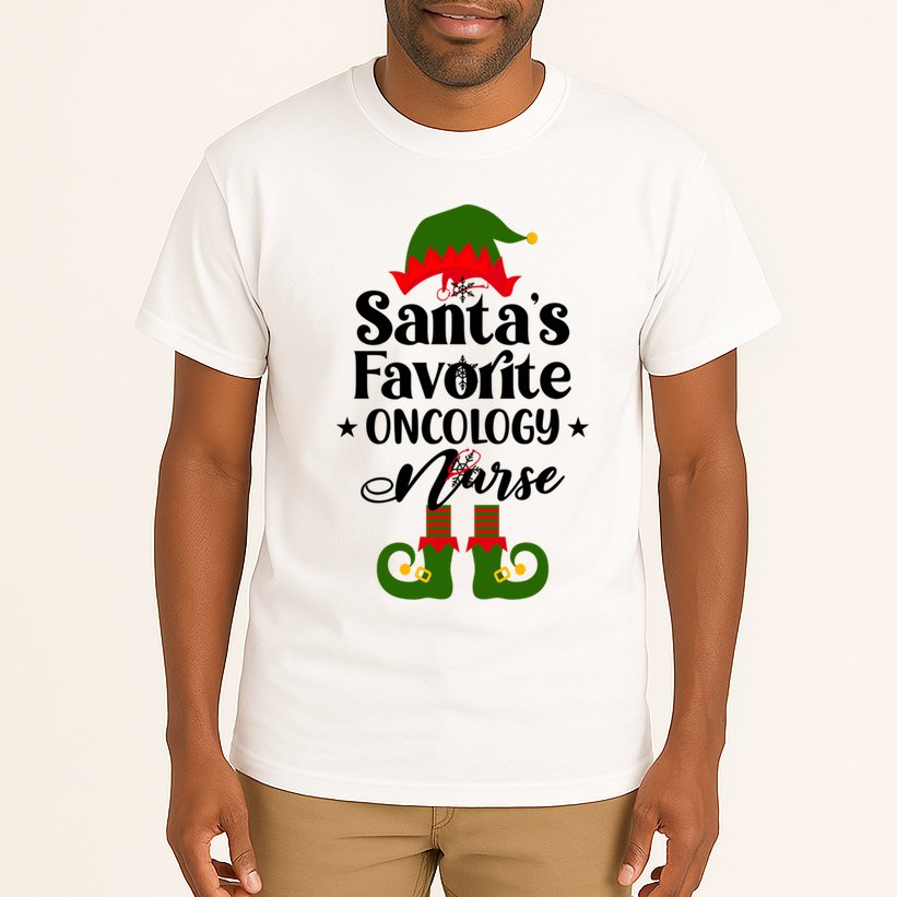 Oncology Nurse Funny Elf Christmas Santas Favorite Onc Rn Meaningful Gift Tall T-Shirt
