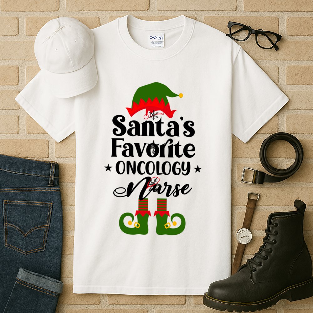 Oncology Nurse Funny Elf Christmas Santas Favorite Onc Rn Meaningful Gift Tall T-Shirt