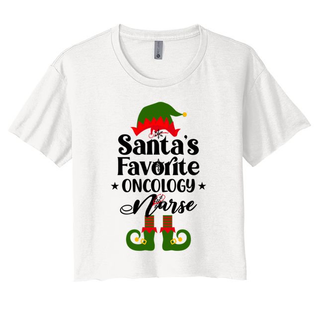 Oncology Nurse Funny Elf Christmas Santas Favorite Onc Rn Meaningful Gift Crop Top