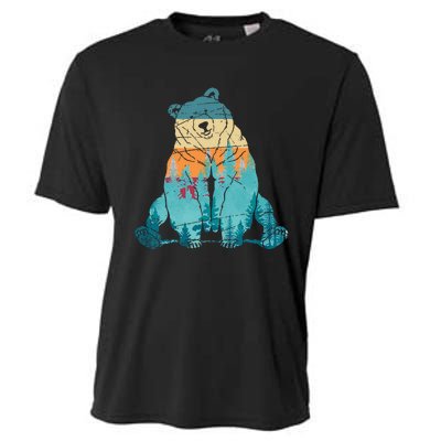 Outdoors Nature Forest Animal Wildlife Retro Brown Bear Cooling Performance Crew T-Shirt