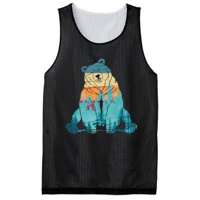 Outdoors Nature Forest Animal Wildlife Retro Brown Bear Mesh Reversible Basketball Jersey Tank