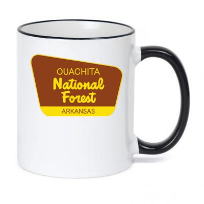 Ouachita National Forest Arkansas Retro Sign 11oz Black Color Changing Mug