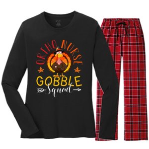 Ortho Nurse Gobble Squad Nurse Thanksgiving Turkey Day Women's Long Sleeve Flannel Pajama Set 