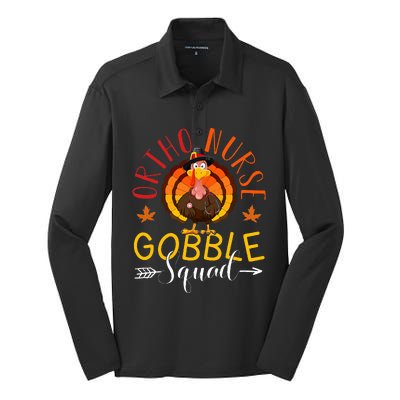 Ortho Nurse Gobble Squad Nurse Thanksgiving Turkey Day Silk Touch Performance Long Sleeve Polo