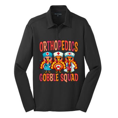 Orthopedics Nurse Gobble Squad Thanksgiving Surgeon Doctor Silk Touch Performance Long Sleeve Polo