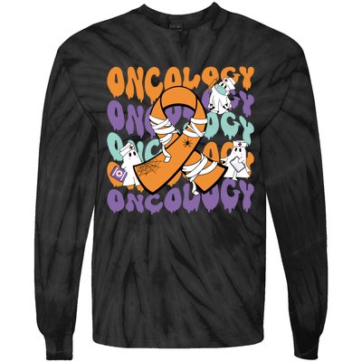 Oncology Nurse Ghost Halloween Tie-Dye Long Sleeve Shirt