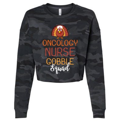 Oncology Nurse Gobble Squad Funny Turkey Thanksgiving Day Cropped Pullover Crew