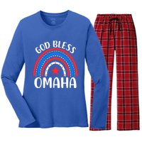 Omaha Nebraska Gift I Love Omaha Nebraska Usa Funny Gift Women's Long Sleeve Flannel Pajama Set 