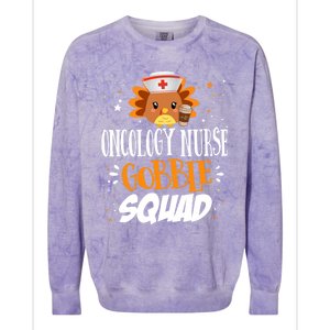 Oncology Nurse Gobble Squad Thanksgiving Turkey On Squad Gift Colorblast Crewneck Sweatshirt