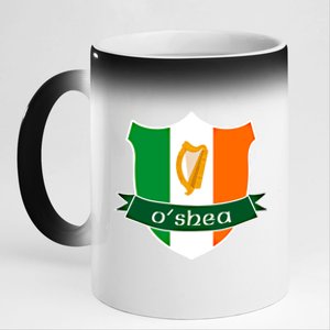 Oshea Name Irish Gift Irish Flag Harp Crest 11oz Black Color Changing Mug