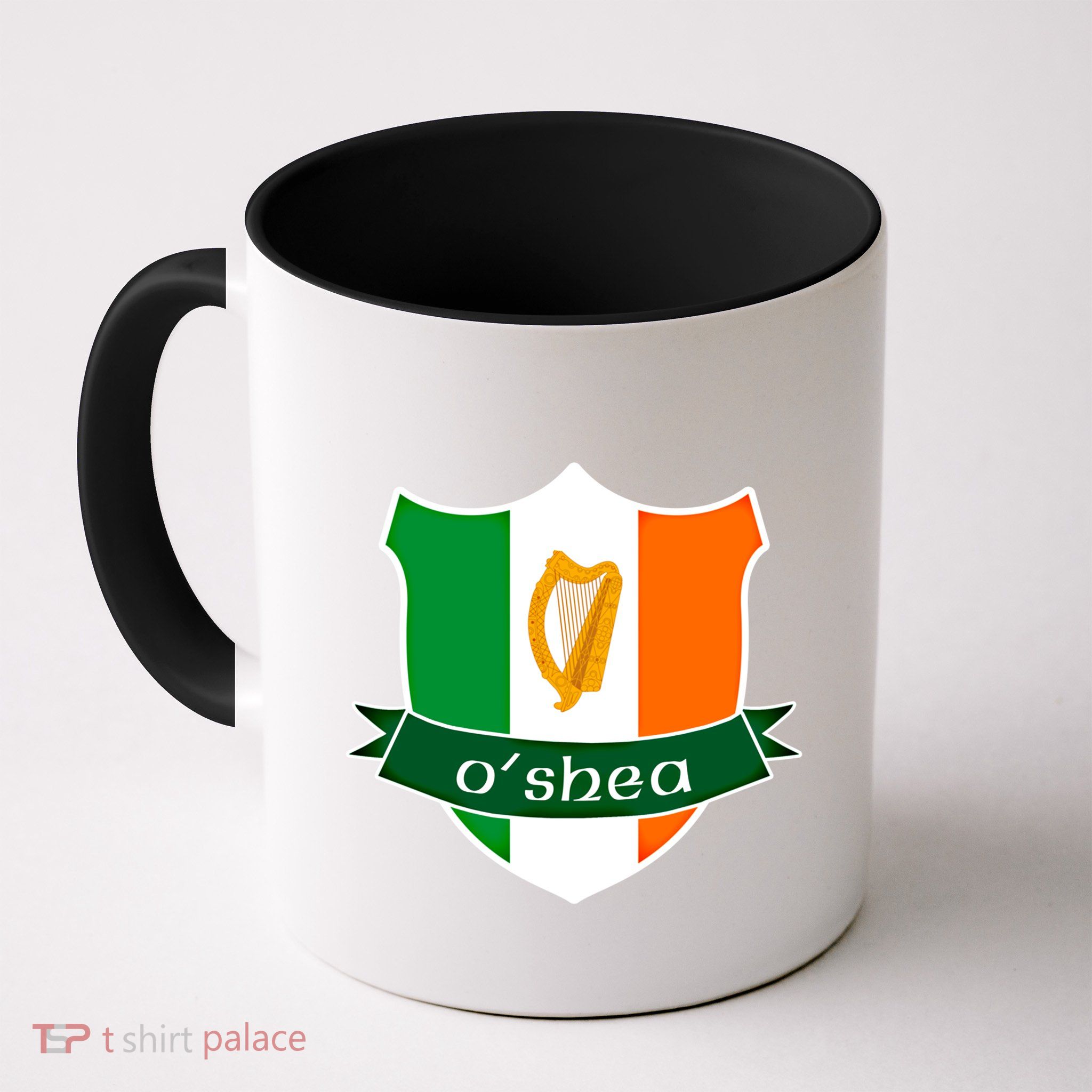 Oshea Name Irish Gift Irish Flag Harp Crest Mug