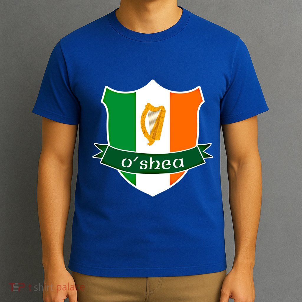 Oshea Name Irish Gift Irish Flag Harp Crest T-Shirt