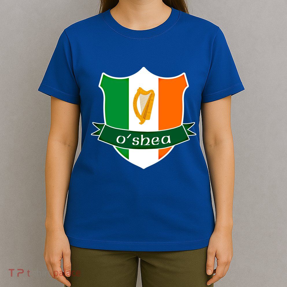 Oshea Name Irish Gift Irish Flag Harp Crest T-Shirt