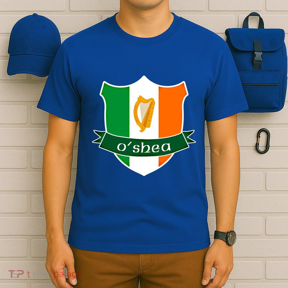 Oshea Name Irish Gift Irish Flag Harp Crest T-Shirt