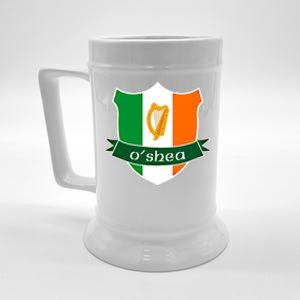 Oshea Name Irish Gift Irish Flag Harp Crest Beer Stein