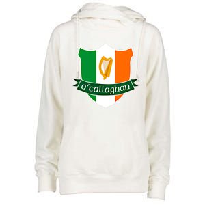 Ocallaghan Name Irish Gift Irish Flag Harp Crest Womens Funnel Neck Pullover Hood