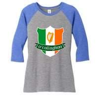 Ocallaghan Name Irish Gift Irish Flag Harp Crest Women's Tri-Blend 3/4-Sleeve Raglan Shirt